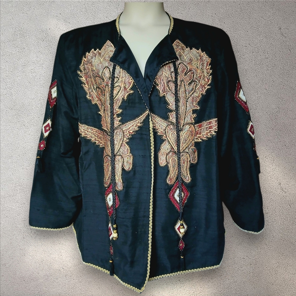 Beautiful Vintage Allure Silk Jacket, sz  3X 1980's